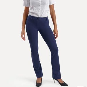 Betabrand Straight-Leg Classic Dress Pant Yoga Pants (Navy)-XSP